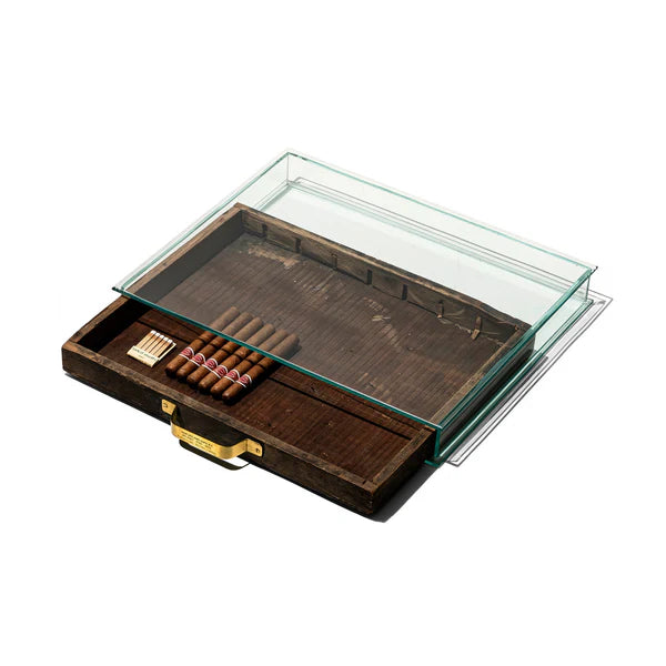 PUEBCO|GLASS DISPLAY CASE WITH VINTAGE DRAWER