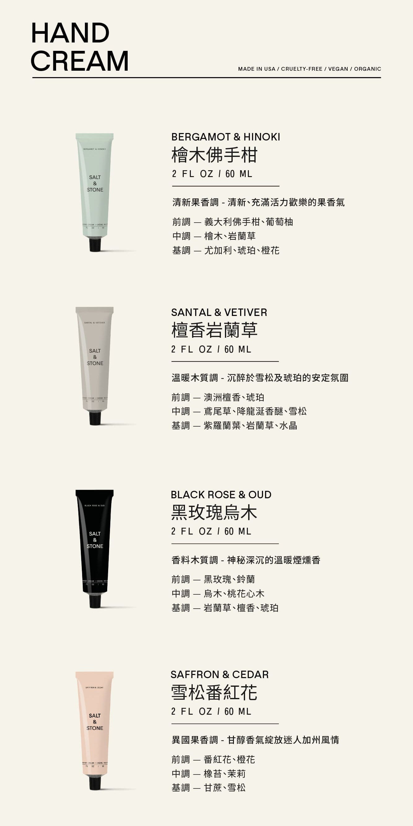 美國 SALT & STONE|天然護手霜 60ml
