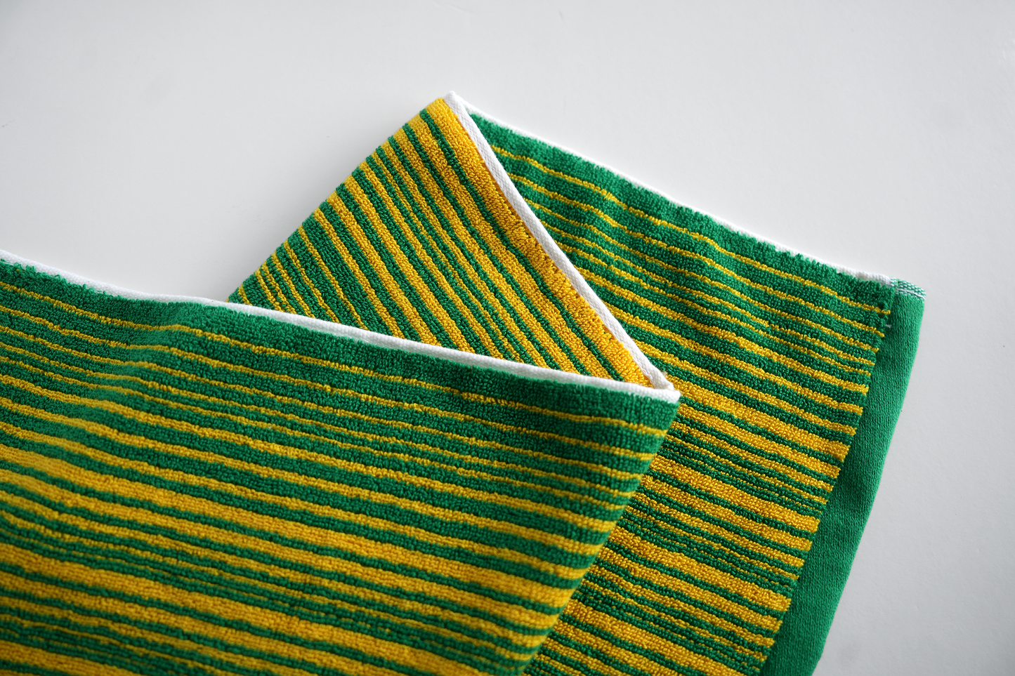 FUMI Towel|剩紗再製毛巾|幾何波浪 / 方格 / 彩條(黃+綠)