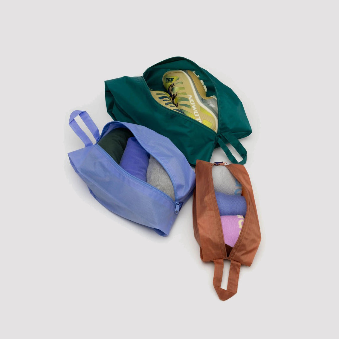 紐約 BAGGU|3D zip set Canyon|旅行收納袋 眼鏡包 化妝包 立體收納袋3件組