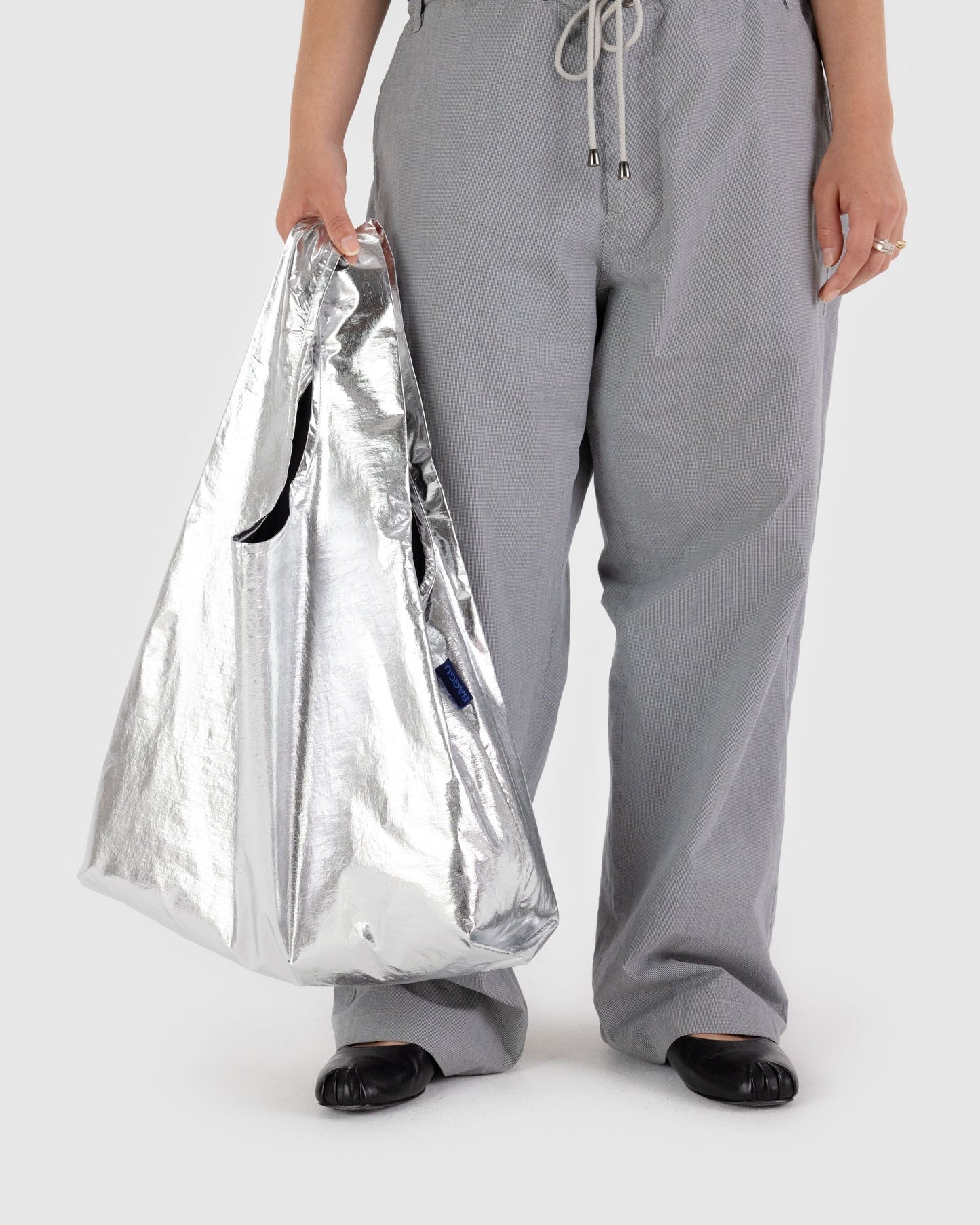 紐約 BAGGU|特殊金屬感系列 Silver Metallic - 大/小|購物袋 環保袋 收納袋 手提袋