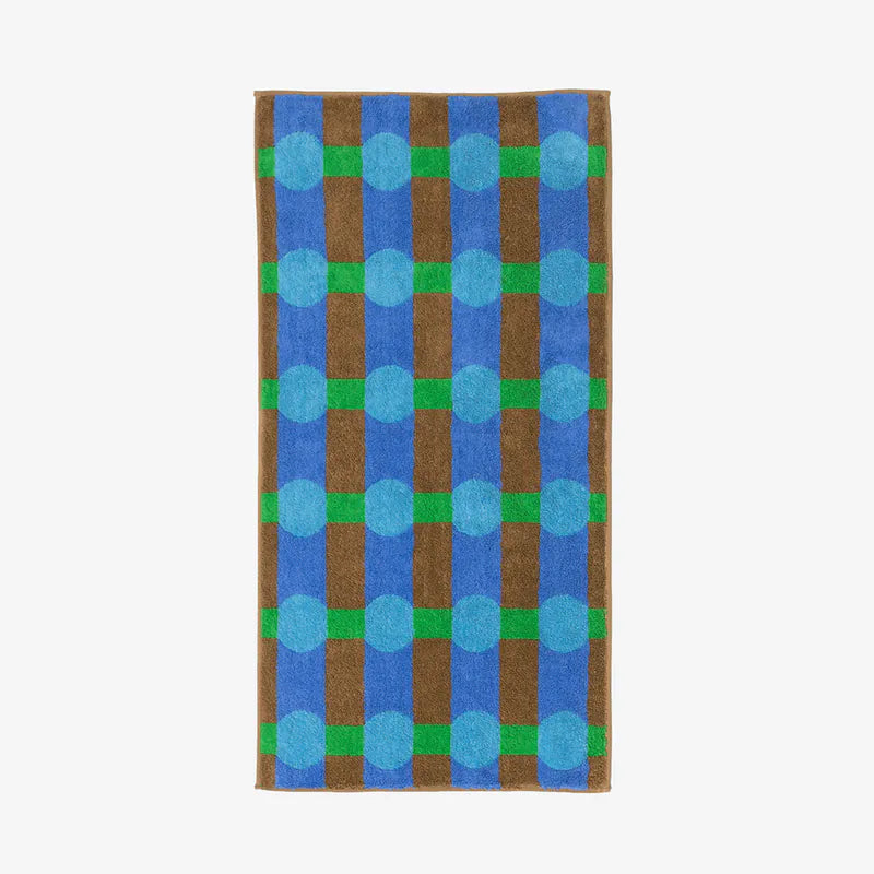 韓國 Warmgrey tail|DOT CHECK - BLUE ON BRICK 森藍圓點|純棉毛巾 浴巾