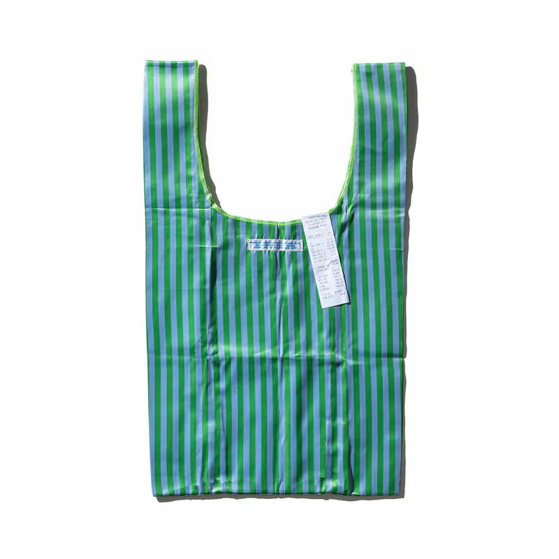 PUEBCO|SCHOOL TIE FABRIC BAG Green x Light Blue / 學生領帶再製環保提袋 綠 x 淺藍