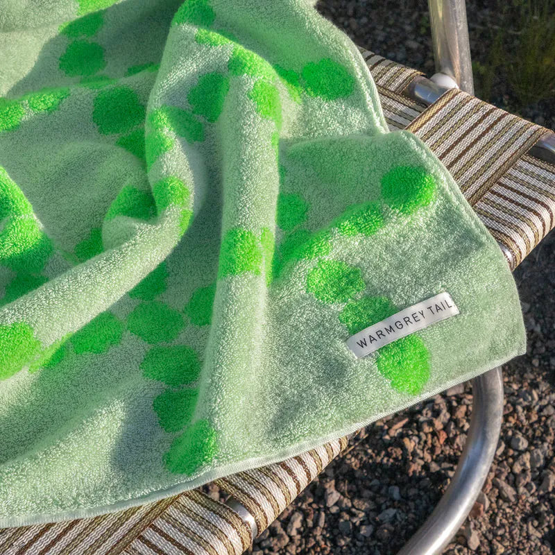 韓國 Warmgrey tail|BEACH & BATH - BLOSSOM CHECK BIG TOWEL - GREEN|純棉毛巾 大浴巾