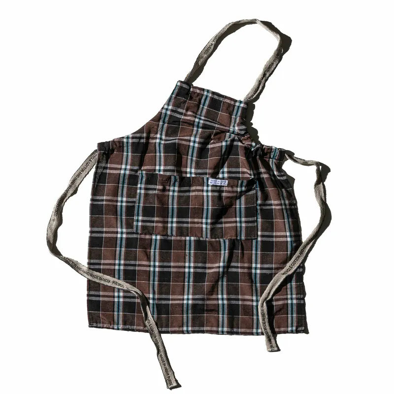 PUEBCO|RECYCLE COTTON CHECK APRON / Brown / 再生棉格紋圍裙 / 棕