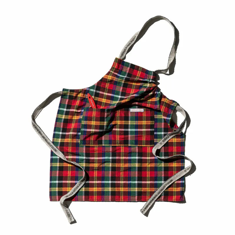 PUEBCO|RECYCLE COTTON CHECK APRON / Red x Green / 再生棉格紋圍裙 / 紅 x 綠