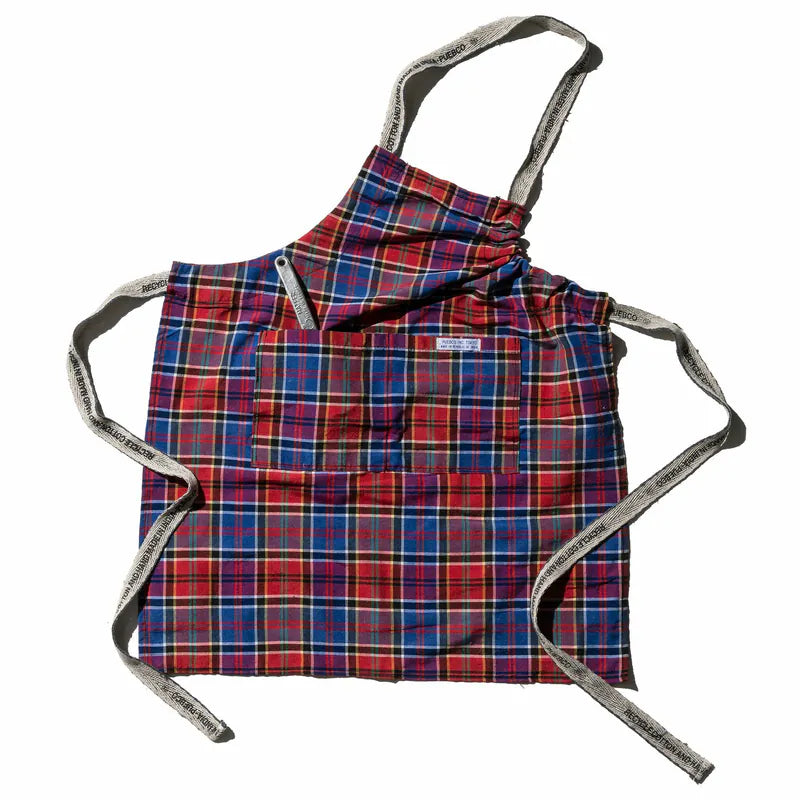 PUEBCO|RECYCLE COTTON CHECK APRON / Red x Blue / 再生棉格紋圍裙 / 紅 x 藍