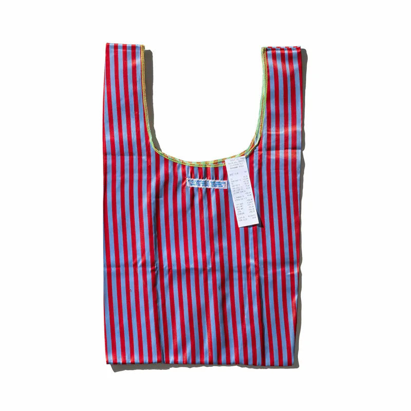 PUEBCO|SCHOOL TIE FABRIC BAG Red x Light Blue / 學生領帶再製環保提袋 紅x淺藍