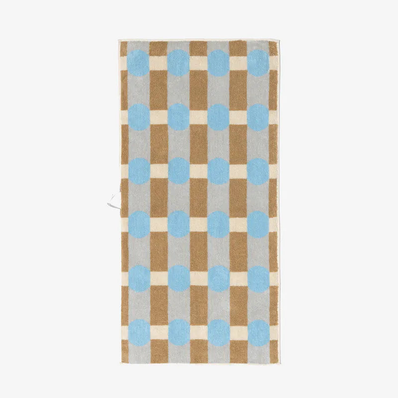 韓國 Warmgrey tail|DOT CHECK - GREY ON CREAM 奶油圓點|毛巾 浴巾