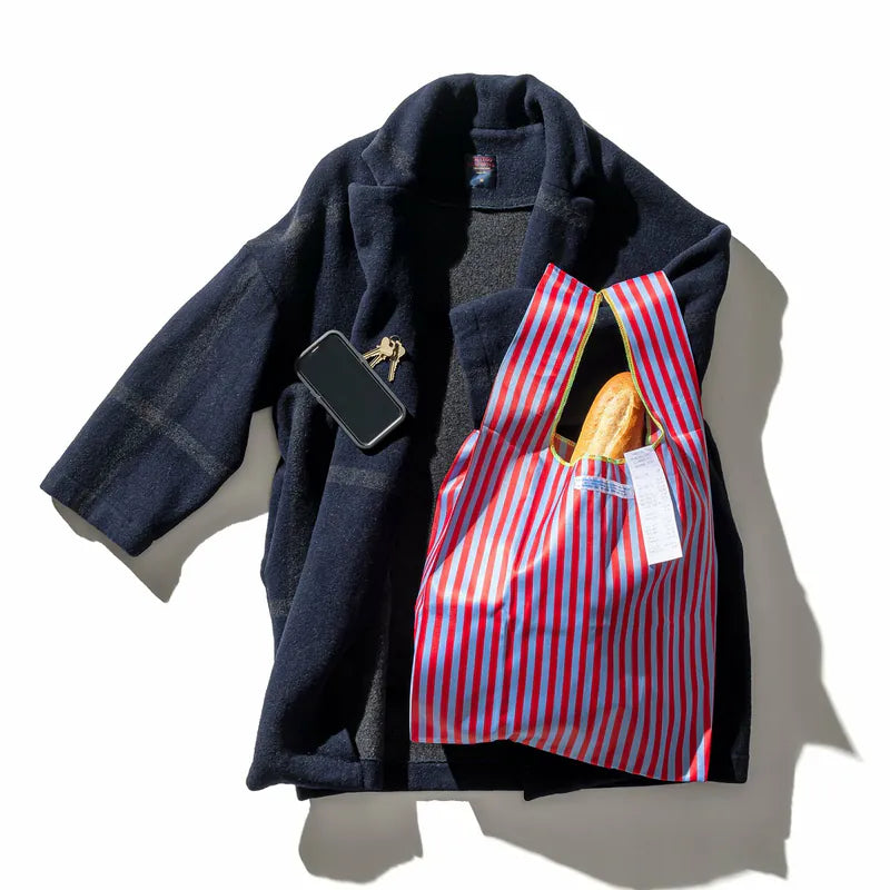 PUEBCO|SCHOOL TIE FABRIC BAG Red x Light Blue / 學生領帶再製環保提袋 紅x淺藍