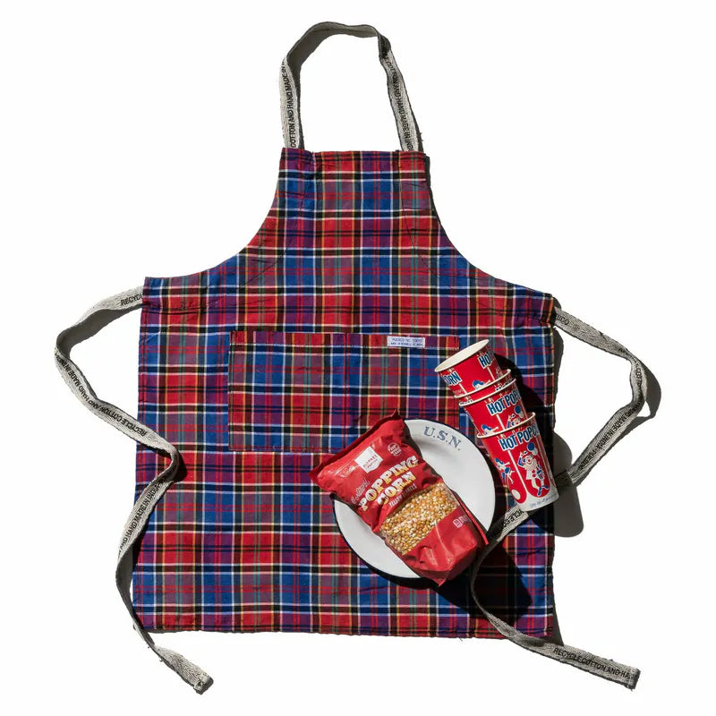 PUEBCO|RECYCLE COTTON CHECK APRON / Red x Blue / 再生棉格紋圍裙 / 紅 x 藍