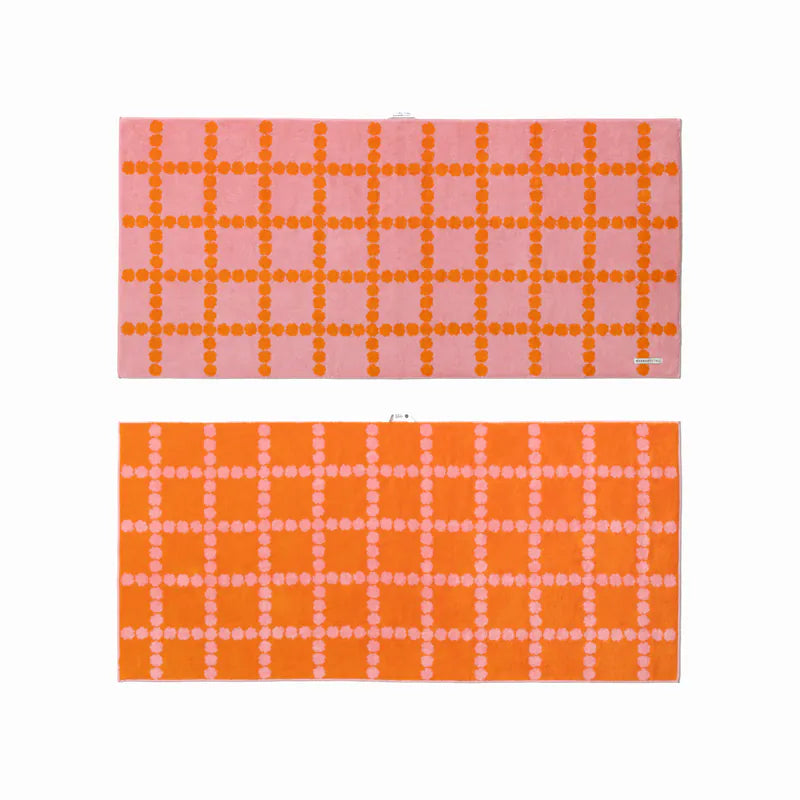 韓國 Warmgrey tail|BLOSSOM CHECK BIG TOWEL - PINK|純棉毛巾 大浴巾