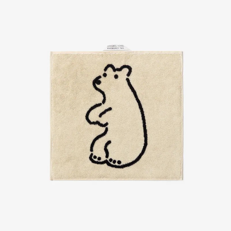 韓國 Warmgrey tail|HUGGY BEAR - CREAM 奶油熊|純棉擦手巾 手帕