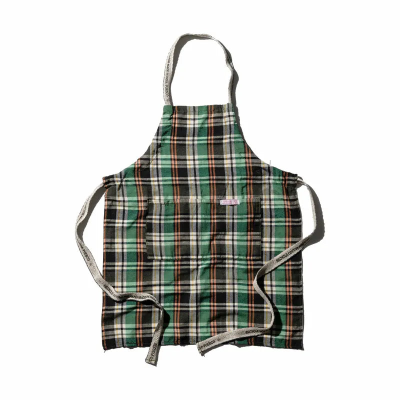 PUEBCO|RECYCLE COTTON CHECK APRON / Green / 再生棉格紋圍裙 / 綠