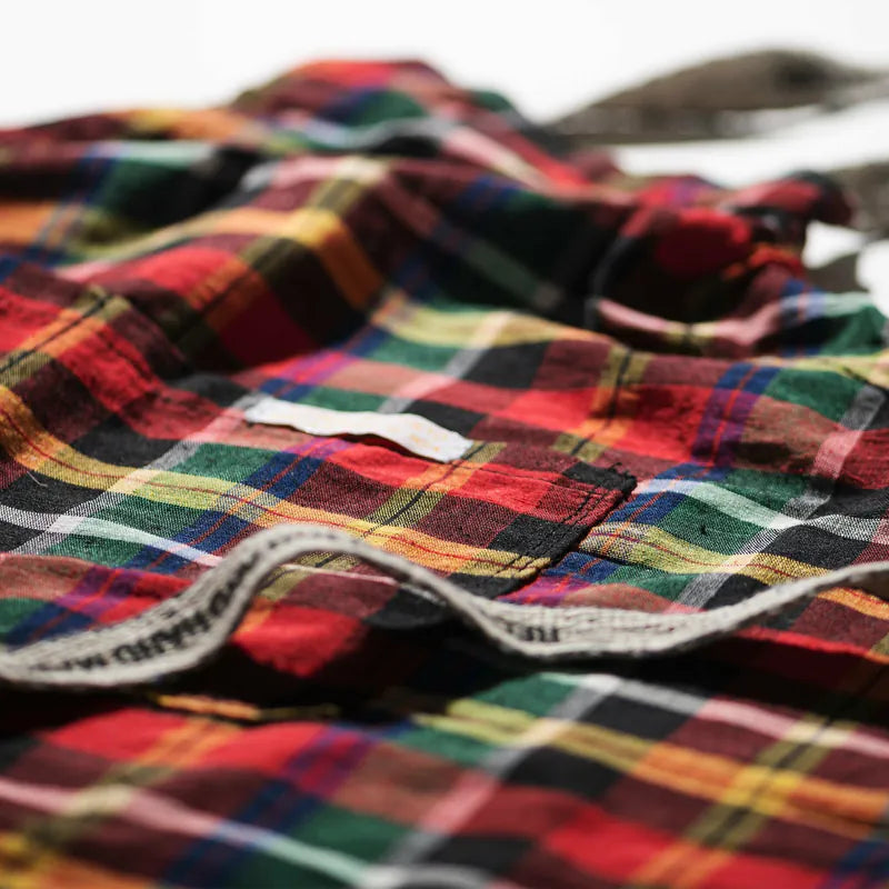 PUEBCO|RECYCLE COTTON CHECK APRON / Red x Green / 再生棉格紋圍裙 / 紅 x 綠