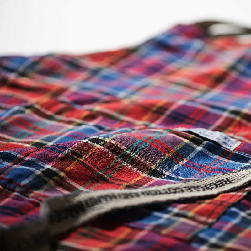 PUEBCO|RECYCLE COTTON CHECK APRON / Red x Blue / 再生棉格紋圍裙 / 紅 x 藍