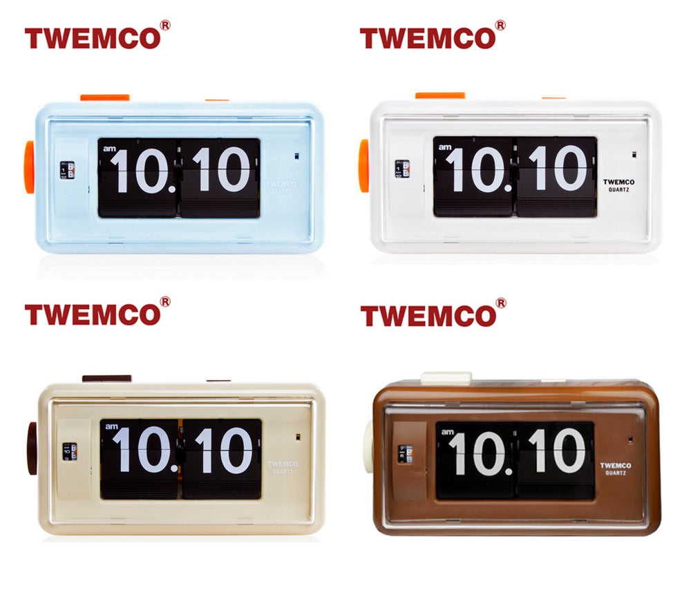 【全新出清】TWEMCO|AL-30 經典翻頁鐘(米色)夜燈、時鐘、鬧鐘