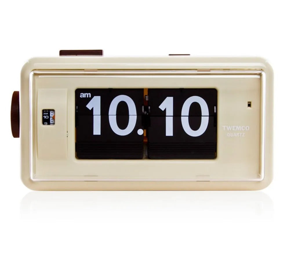 【全新出清】TWEMCO｜AL-30 經典翻頁鐘（米色）夜燈、時鐘、鬧鐘