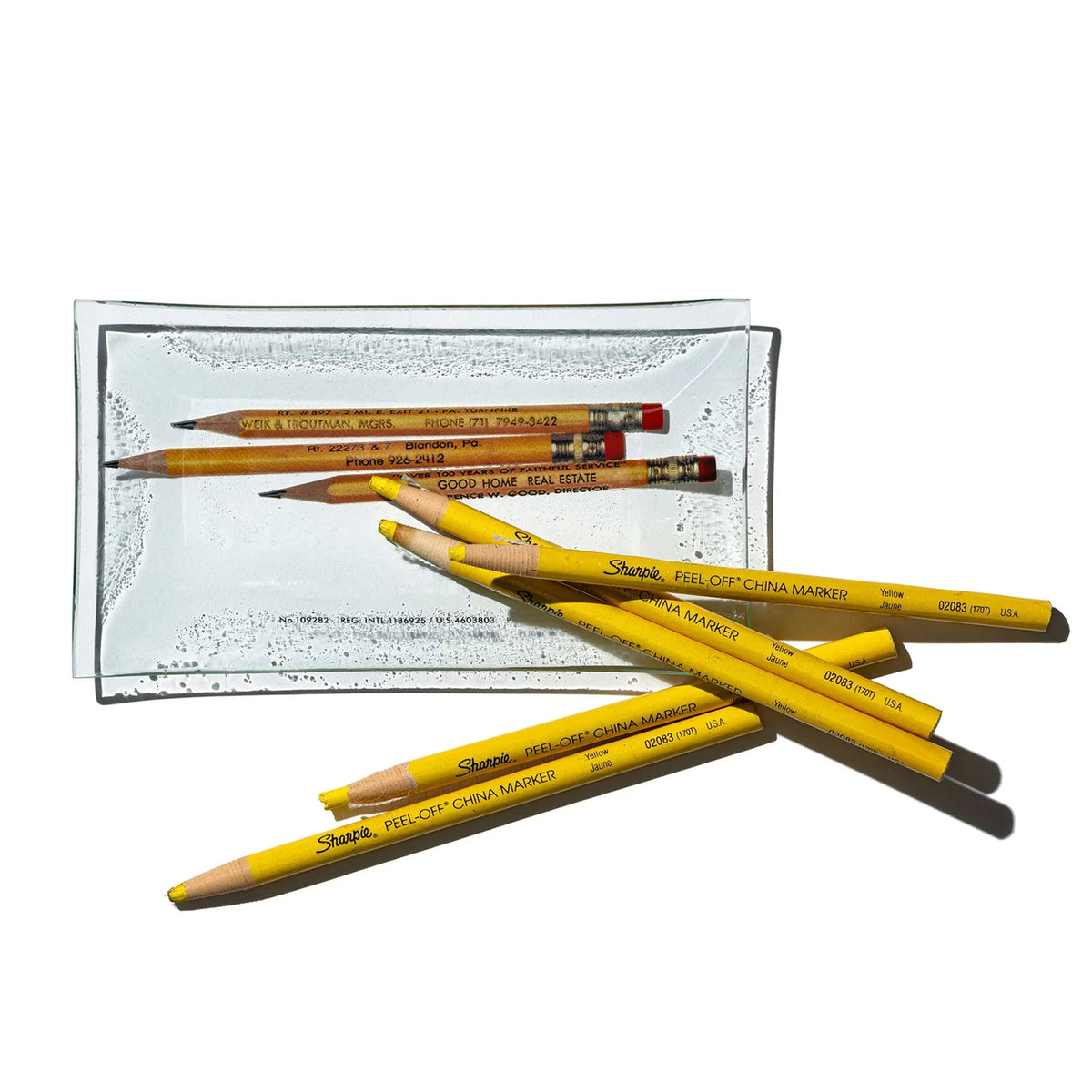 PUEBCO｜PRINTED GLASS TRAY / Pencil / 玻璃收納托盤
