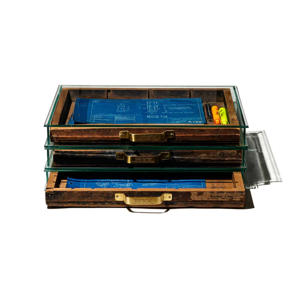 PUEBCO｜GLASS DISPLAY CASE WITH VINTAGE DRAWER