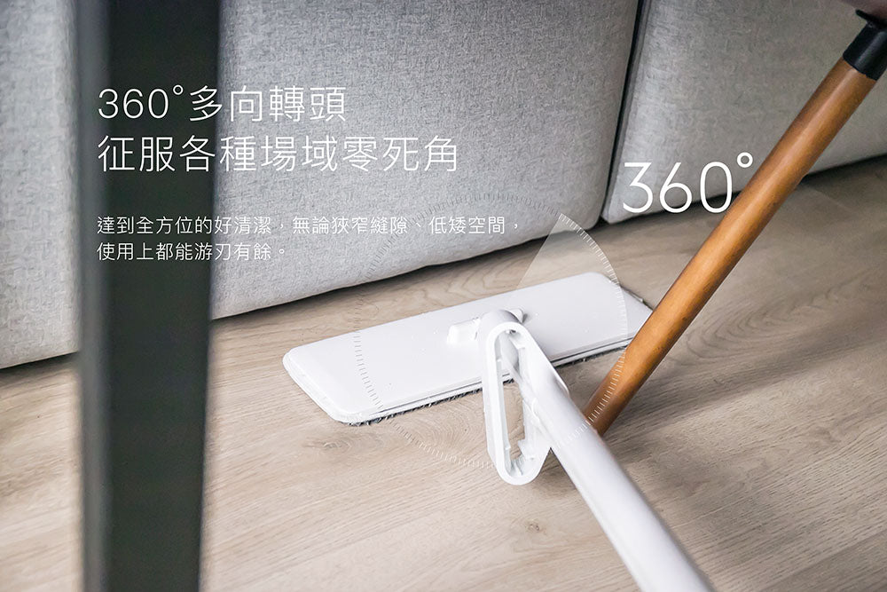 百潔PERCENT｜QUICK MOP 平板拖把1入＋替換拖布1入 (白/綠)