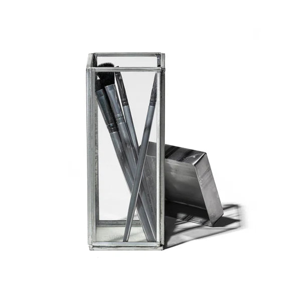 PUEBCO｜GLASS BOX WITH RECYCLE STEEL LID / Pen Stand / 附蓋玻璃筆筒