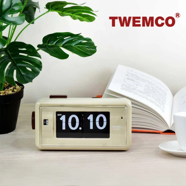 【全新出清】TWEMCO｜AL-30 經典翻頁鐘（米色）夜燈、時鐘、鬧鐘