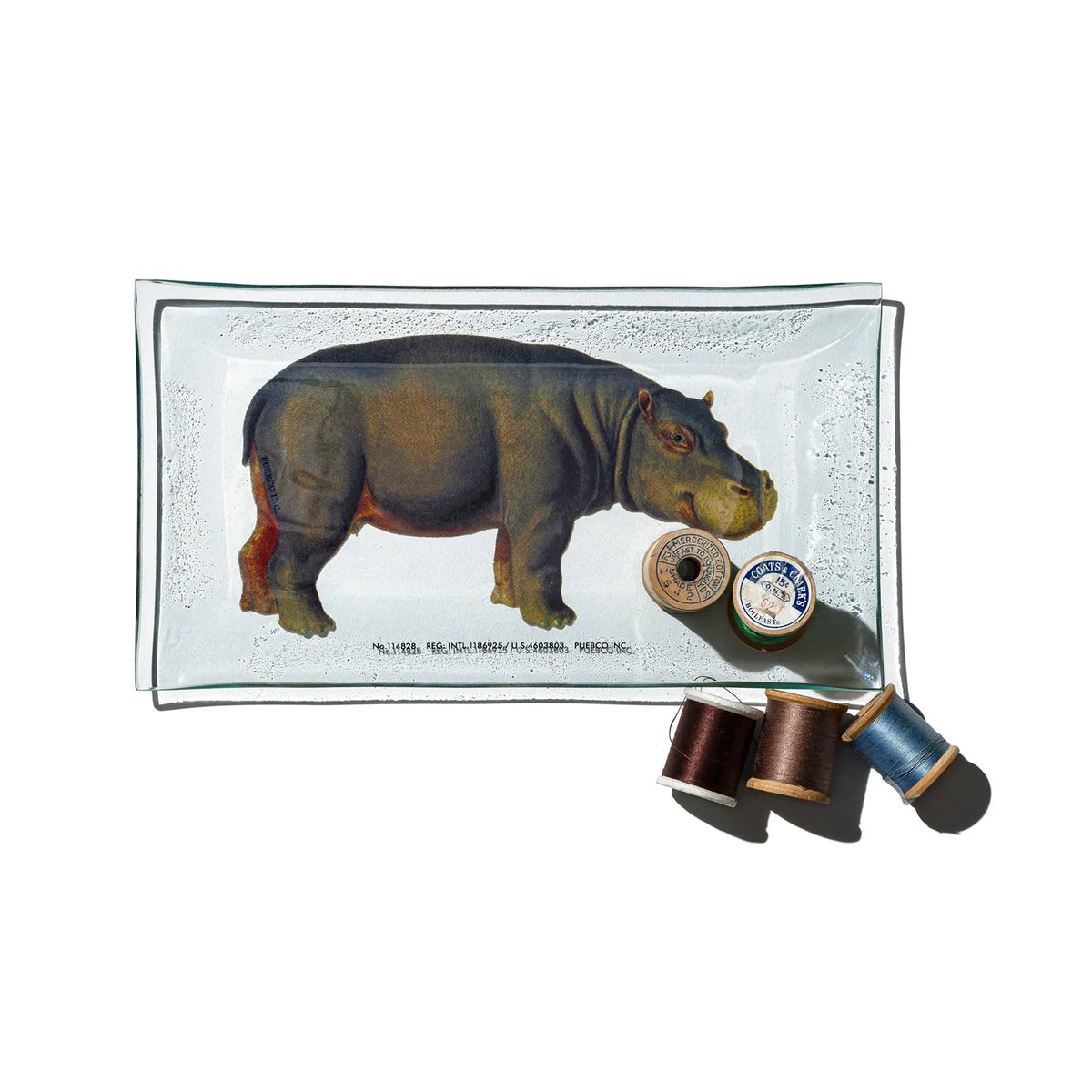 PUEBCO｜PRINTED GLASS TRAY / Hippopotamus