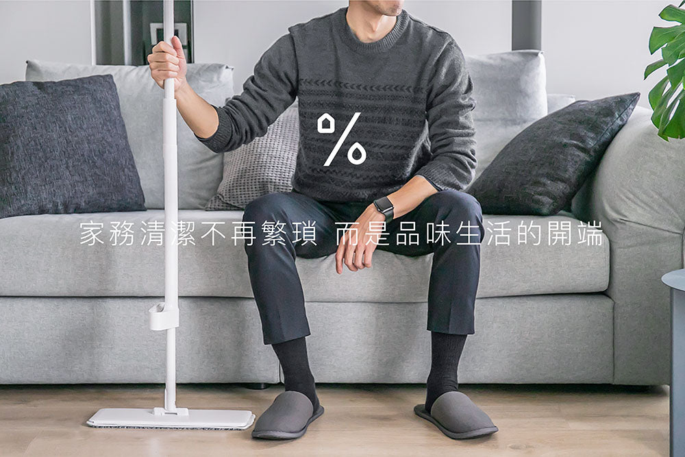 百潔PERCENT｜QUICK MOP 平板拖把1入＋替換拖布1入 (白/綠)