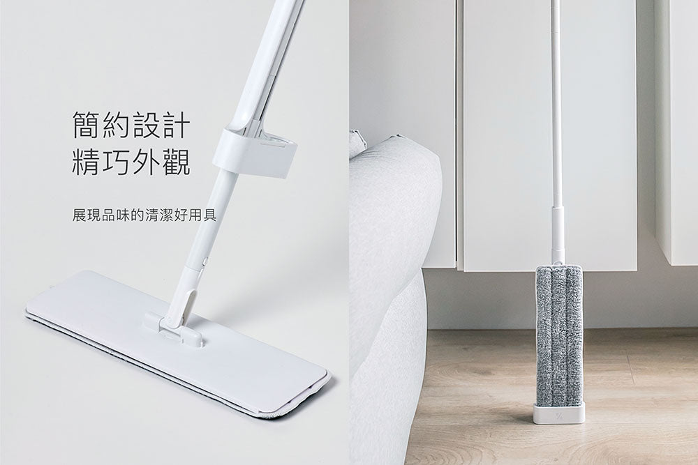 百潔PERCENT｜QUICK MOP 平板拖把1入＋替換拖布1入 (白/綠)