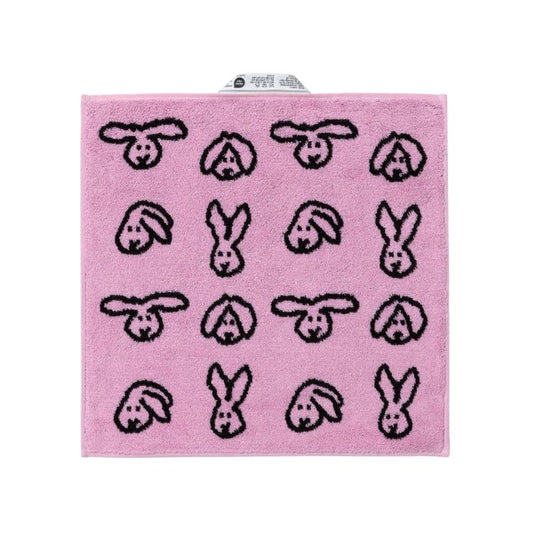 韓國 Warmgrey tail｜BUNNY BUNNY - PINK 粉紅兔｜純棉擦手巾 手帕