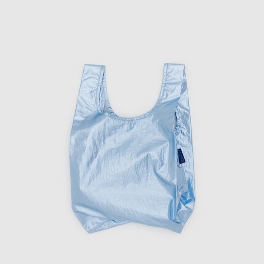 紐約 BAGGU｜特殊金屬感系列 Metallic Light Blue - 大｜購物袋 環保袋 收納袋 手提袋