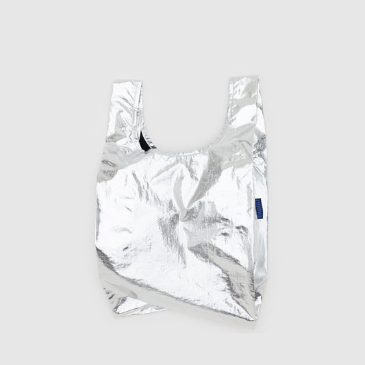 紐約 BAGGU｜特殊金屬感系列 Silver Metallic - 大/小｜購物袋 環保袋 收納袋 手提袋