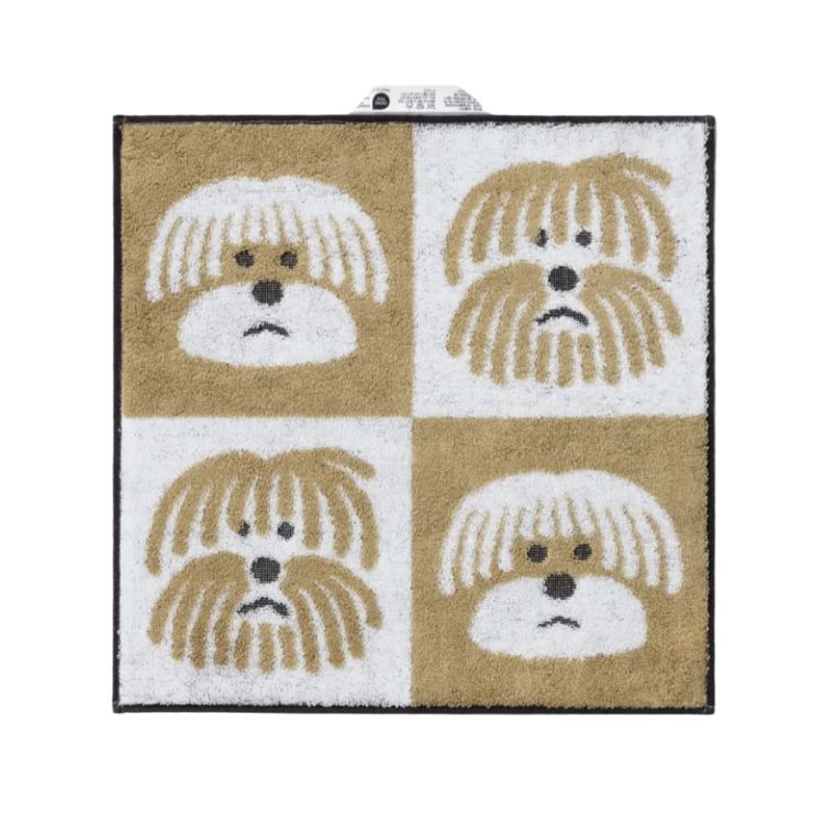 韓國 Warmgrey tail｜FLUFFY DOG - 摩卡狗狗｜純棉擦手巾 手帕