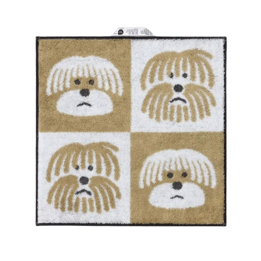 韓國 Warmgrey tail｜FLUFFY DOG - 摩卡狗狗｜純棉擦手巾 手帕