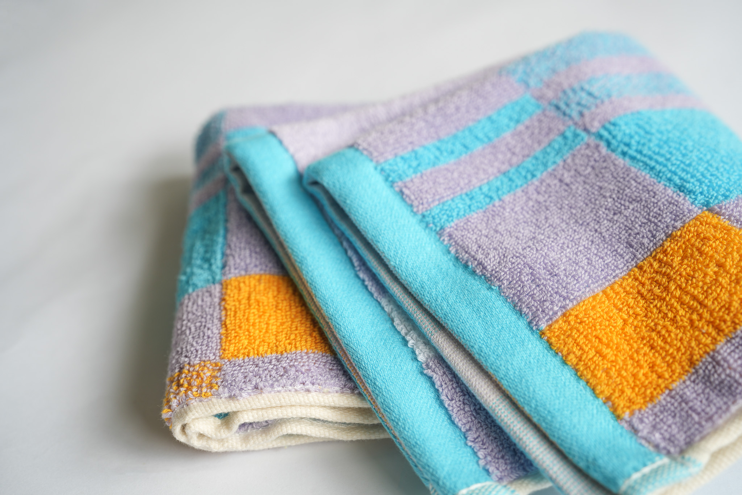 FUMI Towel｜剩紗再製毛巾｜幾何波浪 / 方格 / 彩條(黃+綠)