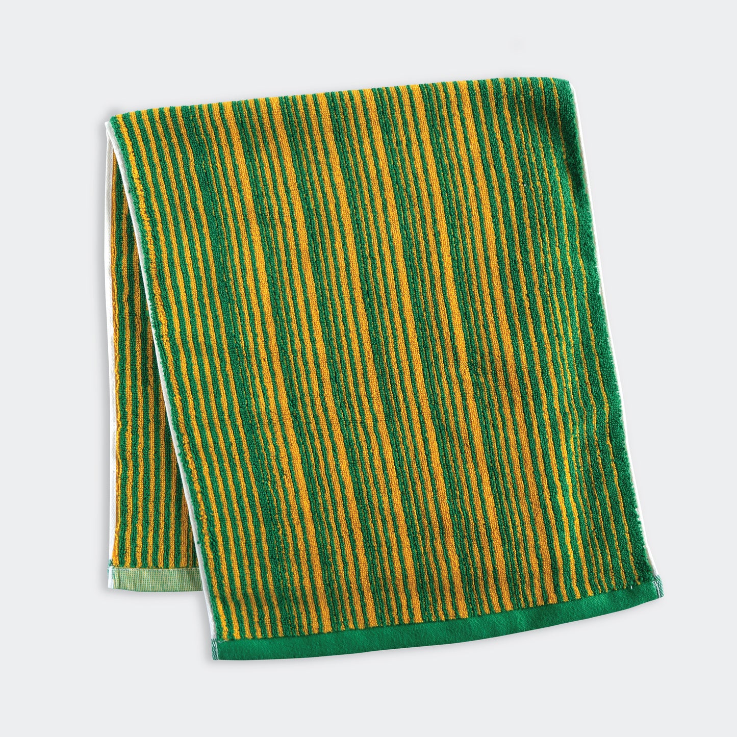 FUMI Towel｜剩紗再製毛巾｜幾何波浪 / 方格 / 彩條(黃+綠)