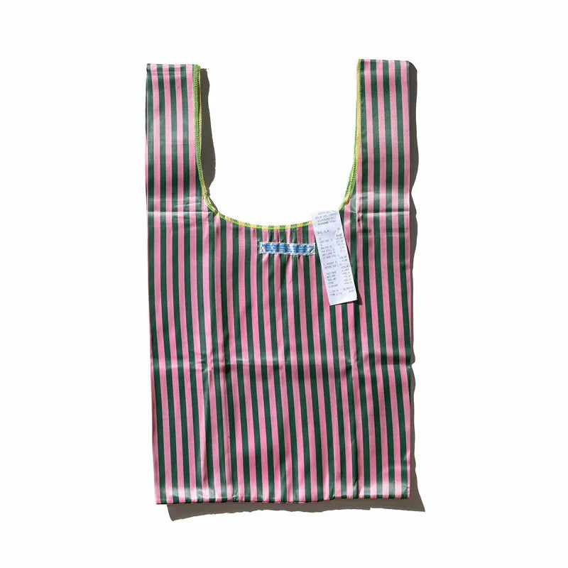 PUEBCO｜SCHOOL TIE FABRIC BAG Dark Green x Pink / 學生領帶再製環保提袋 深綠ｘ粉