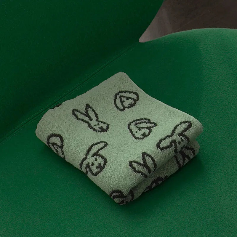韓國 Warmgrey tail｜BUNNY BUNNY - MINT 薄荷兔｜純棉毛巾 浴巾