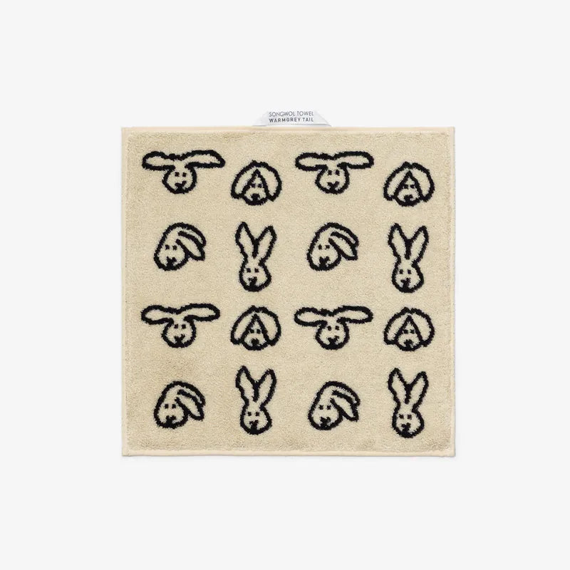 韓國 Warmgrey Tail｜BUNNY BUNNY - CREAM 奶油兔｜純棉擦手巾 手帕
