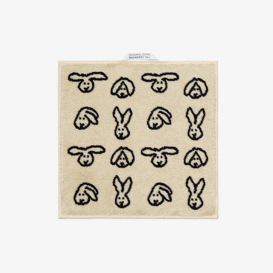 韓國 Warmgrey Tail｜BUNNY BUNNY - CREAM 奶油兔｜純棉擦手巾 手帕