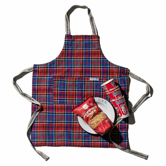 PUEBCO｜RECYCLE COTTON CHECK APRON / Red x Blue / 再生棉格紋圍裙 / 紅 x 藍