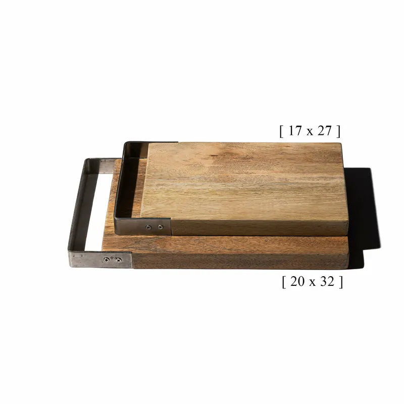 PUEBCO｜ CUTTING BOARD / 17 x 27 / 不鏽鋼提把木製調理砧板