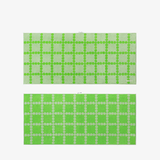 韓國 Warmgrey tail｜BEACH & BATH - BLOSSOM CHECK BIG TOWEL - GREEN｜純棉毛巾 大浴巾