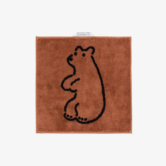 韓國 Warmgrey tail｜HUGGY BEAR - BRICK 磚色熊｜純棉擦手巾 手帕