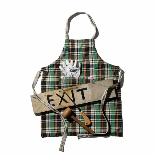 PUEBCO｜RECYCLE COTTON CHECK APRON / Green / 再生棉格紋圍裙 / 綠