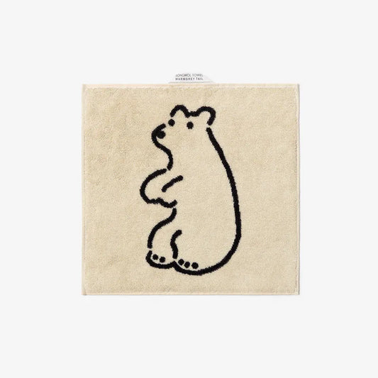 韓國 Warmgrey tail｜HUGGY BEAR - CREAM 奶油熊｜純棉擦手巾 手帕