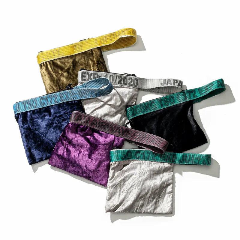 PUEBCO｜VINTAGE SLING BELT POUCH  Silver x Green /  絨布收納包 銀 x 綠提把