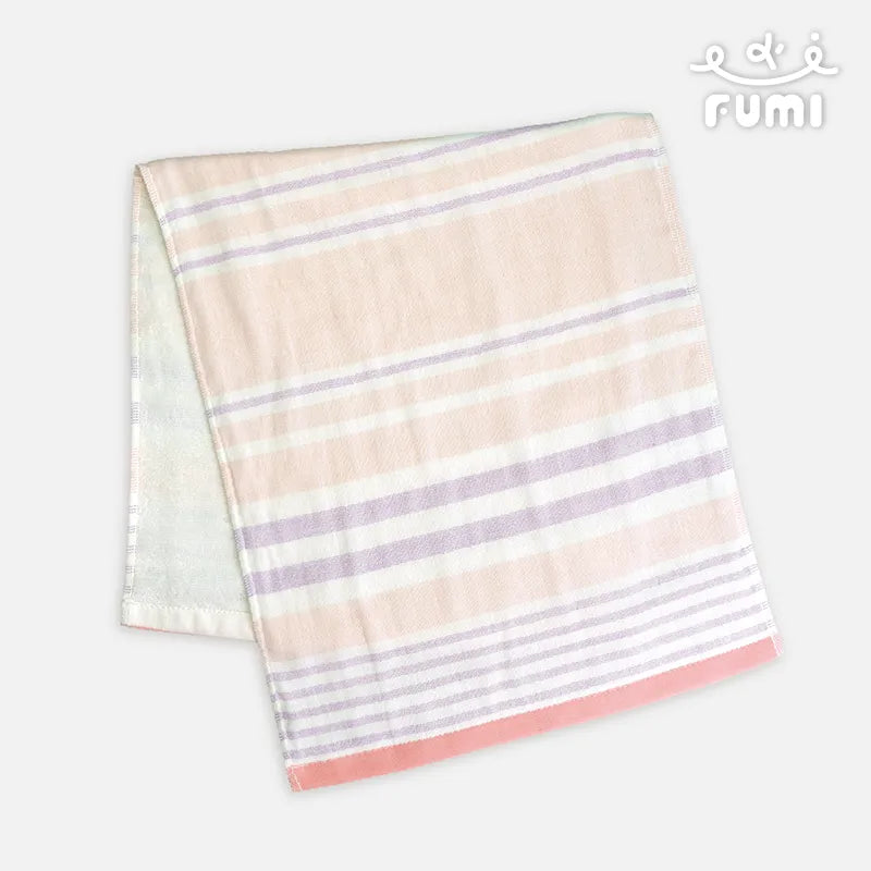 FUMI Towel｜彩條紗布毛巾｜萊姆綠 / 氣泡粉