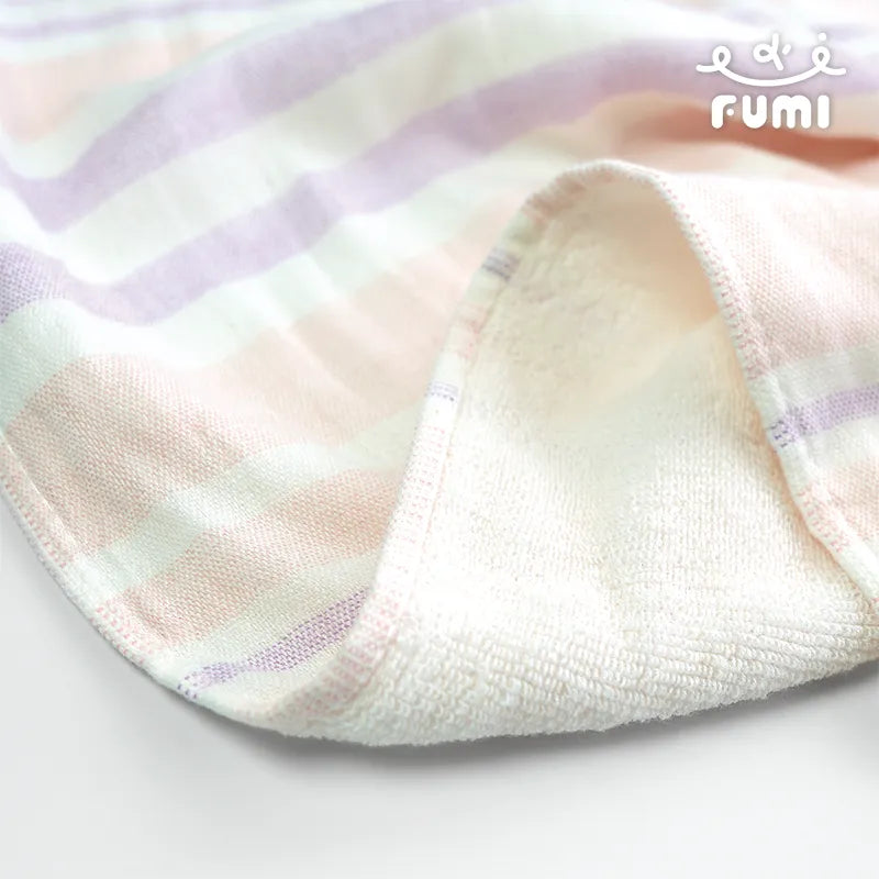 FUMI Towel｜彩條紗布毛巾｜萊姆綠 / 氣泡粉